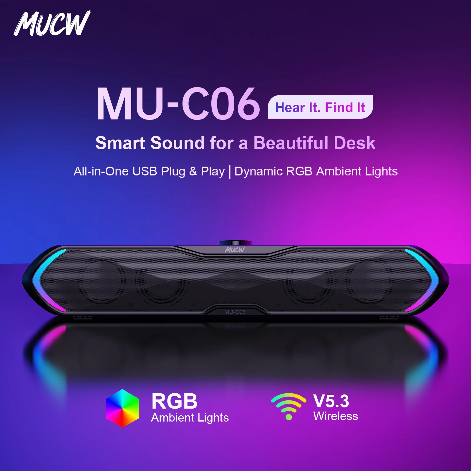 Computer Speakers for Monitor RGB Gaming Soundbar - Image 4