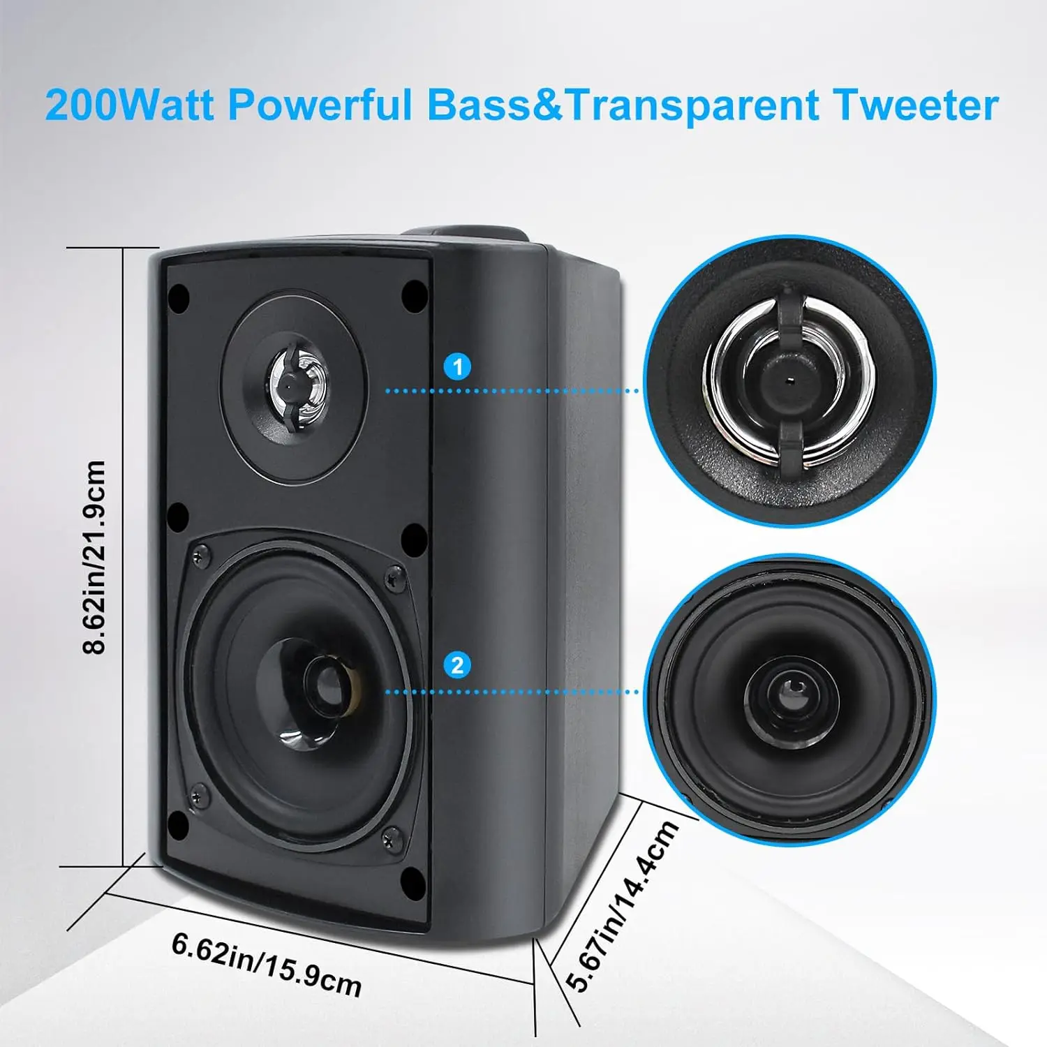 2PCS 4'' 200W Passive Wired Outdoor Speakers - Image 5