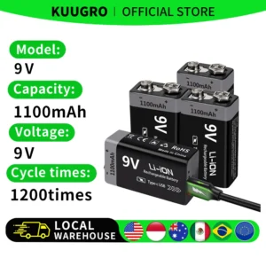 9V Rechargeable Battery  Type-C Rechargeable - Thumbnail Image 2