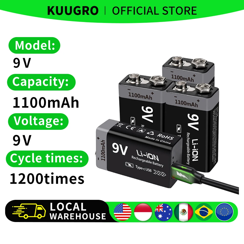 9V Rechargeable Battery  Type-C Rechargeable - Image 2