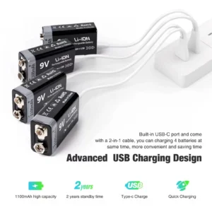 9V Rechargeable Battery  Type-C Rechargeable - Thumbnail Image 3