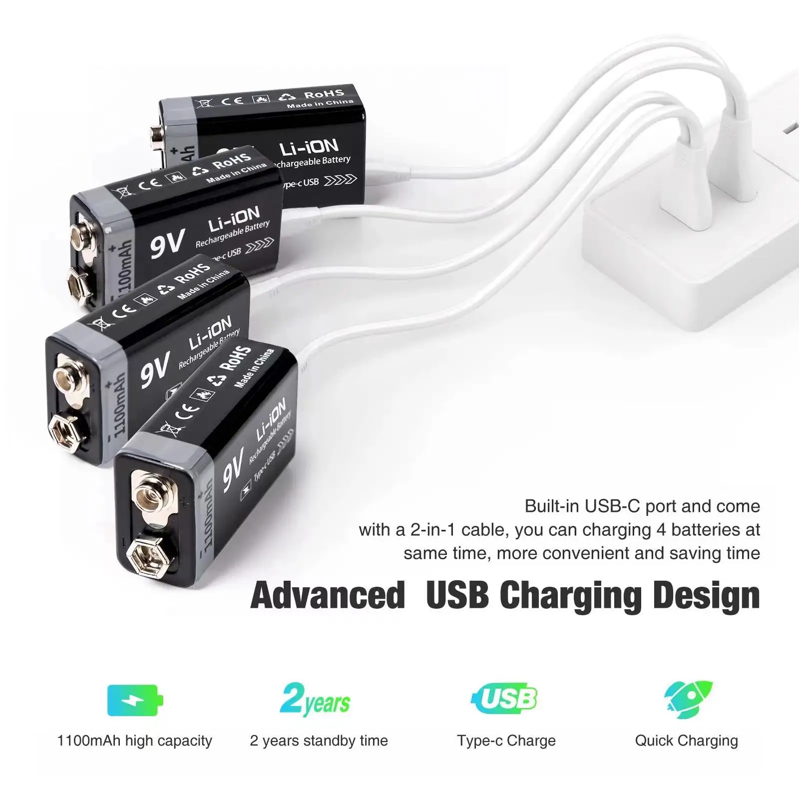 9V Rechargeable Battery  Type-C Rechargeable - Image 3