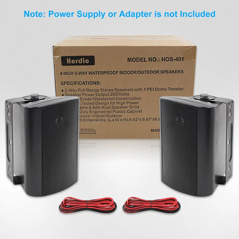 2PCS 4'' 200W Passive Wired Outdoor Speakers - Image 1