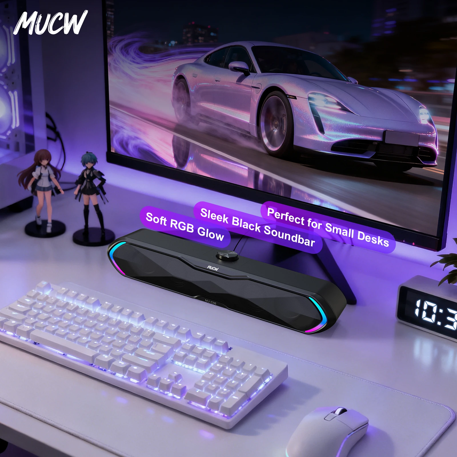 Computer Speakers for Monitor RGB Gaming Soundbar - Image 3